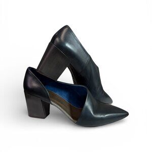 COCLICO Johnny Demi Pump D’orsay Heel in Diver Navy Leather $395 EU 36.5, US 6.5